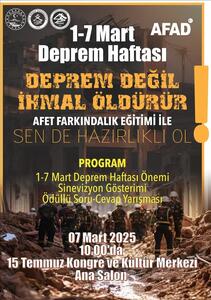 1-7 Mart Deprem Haftası programı