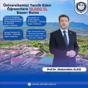 Şırnak Üniversitesinden Başarılı Öğrencilere Aylık 10 Bin TL Başarı Bursu